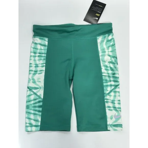 Nike Dri-Fit 9" Compression Biker Shorts Girls Medium LOT of 2 Purple/Green - Picture 3 of 8
